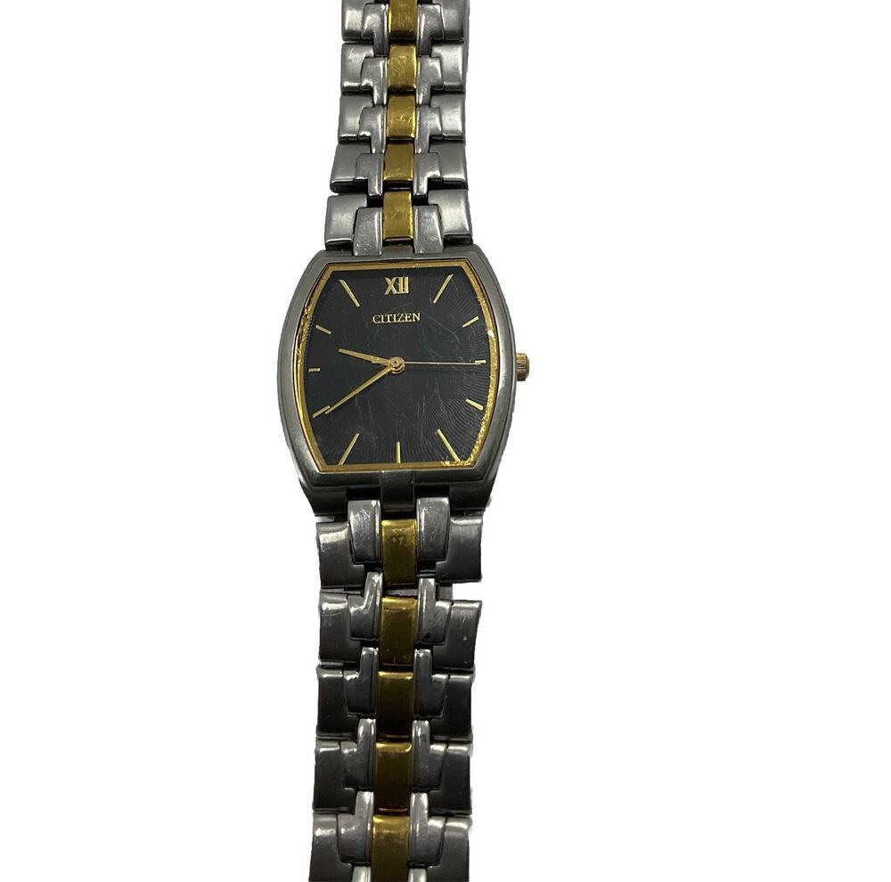 Vintage Citizen Mens Watch 29mm Gold Silver 2 Tone Stainless Steel New Battery